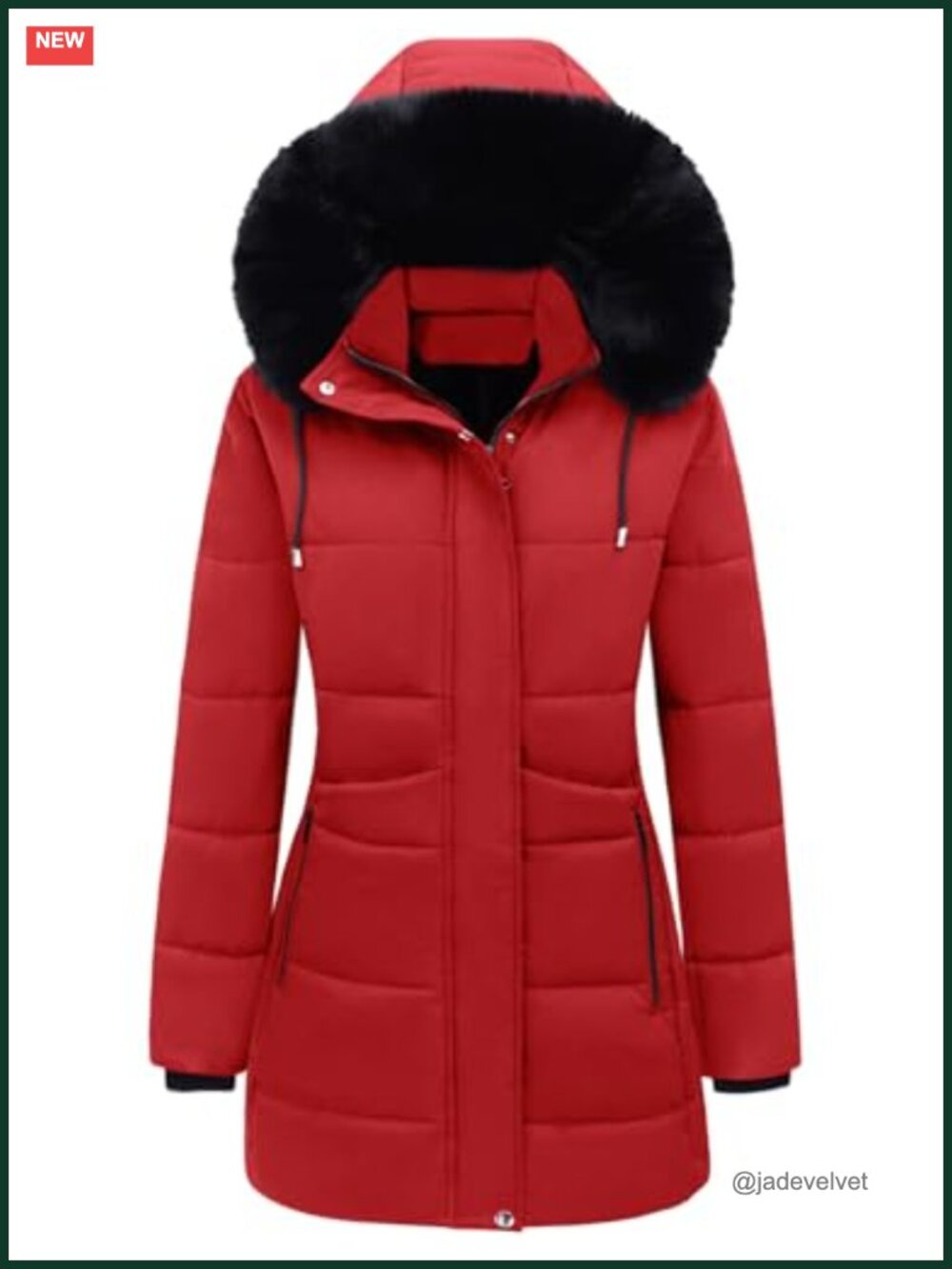 Gihuo Women's Quilted Puffer Parka Long Winter Coat Faux Fur Hood